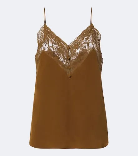 Caraco en crêpe de soie à dentelle - Saint Laurent - Modalova