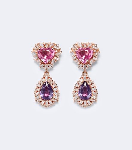Boucles d’oreilles en or rose 18 ct, saphirs et diamants - Suzanne Kalan - Modalova