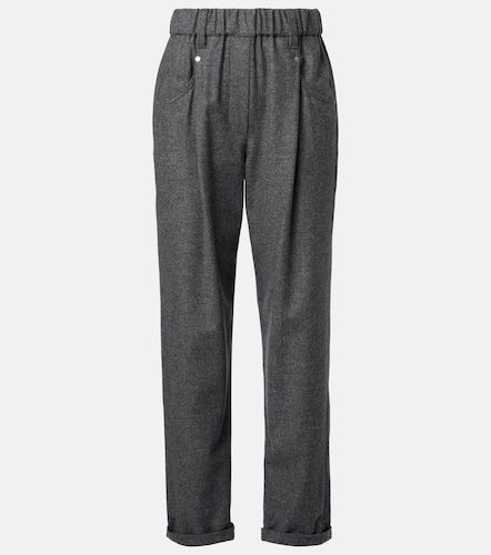 Pantalon droit raccourci en laine et cachemire - Brunello Cucinelli - Modalova