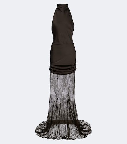Robe longue Eldra en satin à dentelle - De La Vali - Modalova