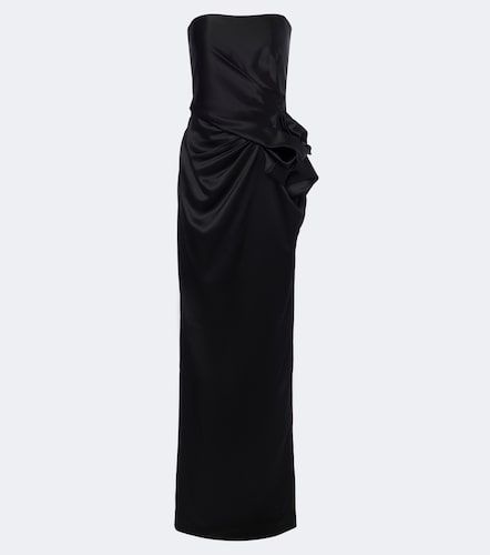 Robe longue bustier en satin de soie - Balmain - Modalova