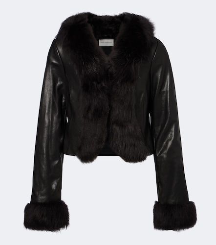 Veste Sofie en cuir et shearling - Nour Hammour - Modalova