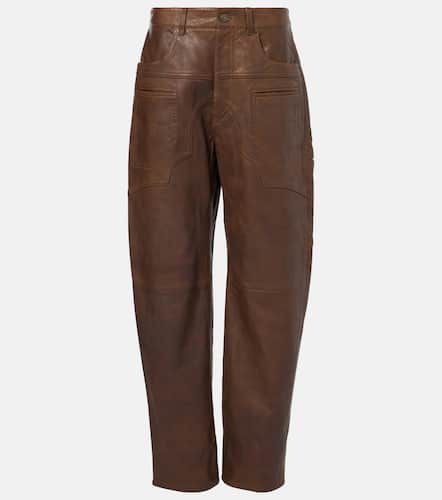 Pantalon barrel Breydi à taille haute en cuir - Isabel Marant - Modalova