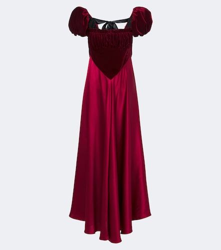 Robe midi en satin de soie et velours - Rodarte - Modalova