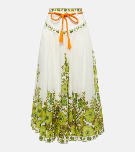 Jupe midi Wallis en lin à fleurs - Alémais - Modalova