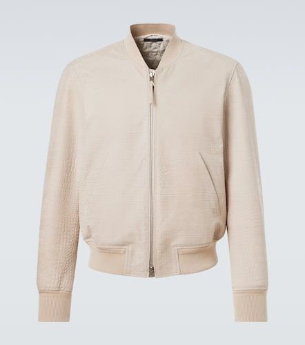 Veste bomber en cuir à effet croco - Tom Ford - Modalova