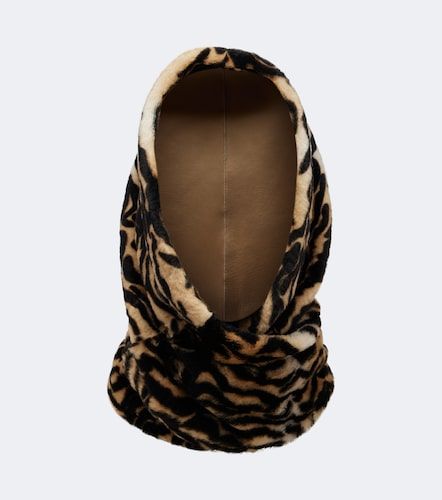 Capuche en cuir et shearling à imprimé - Nour Hammour - Modalova