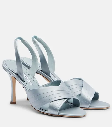 Sandales slingback Viera 90 en satin - Manolo Blahnik - Modalova