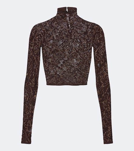 Top court en dentelle de soie mélangée - Gucci - Modalova