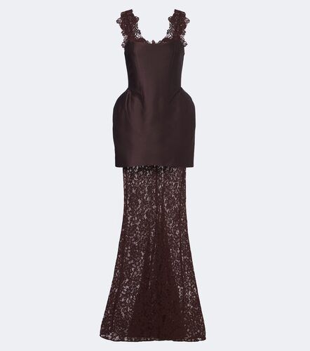 Robe longue Hecate en sergé et dentelle - De La Vali - Modalova
