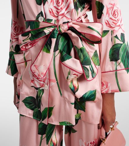 Blouse en satin de soie mélangé à fleurs - Dolce&Gabbana - Modalova