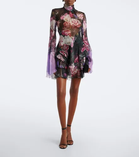 Robe en soie à fleurs - Roberto Cavalli - Modalova