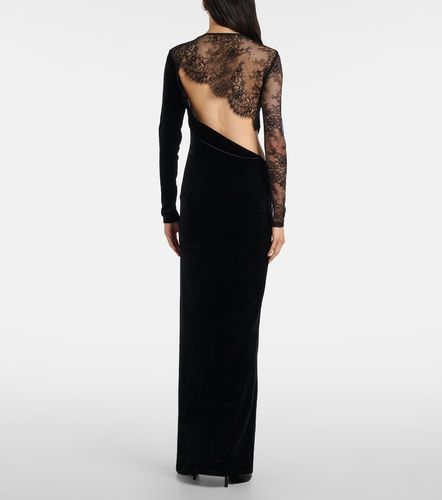 Robe longue en velours et dentelle - Self-Portrait - Modalova