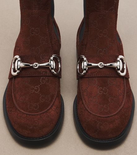 Bottines Chelsea Boulevard Horsebit en daim GG - Gucci - Modalova