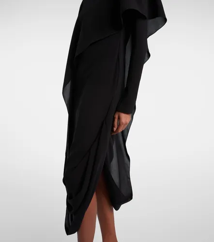 Robe midi asymétrique en crêpe à cape - Mugler - Modalova