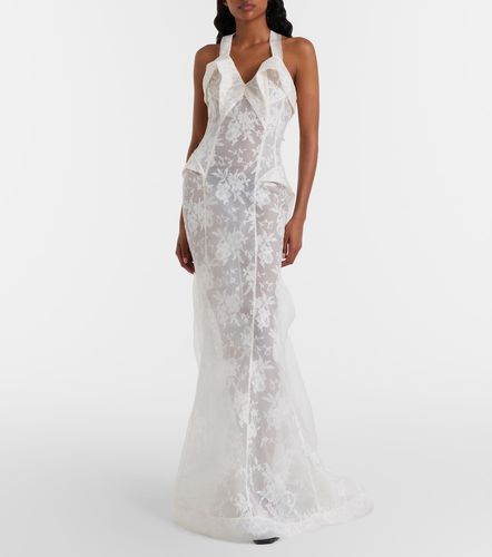 Robe longue en dentelle de soie - McQueen - Modalova