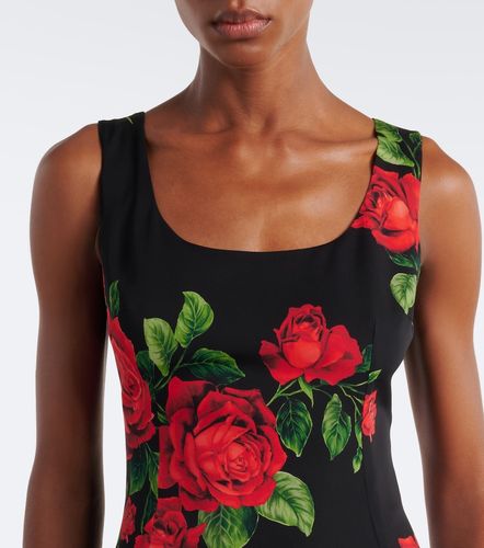 Robe midi en soie mélangée à fleurs - Dolce&Gabbana - Modalova