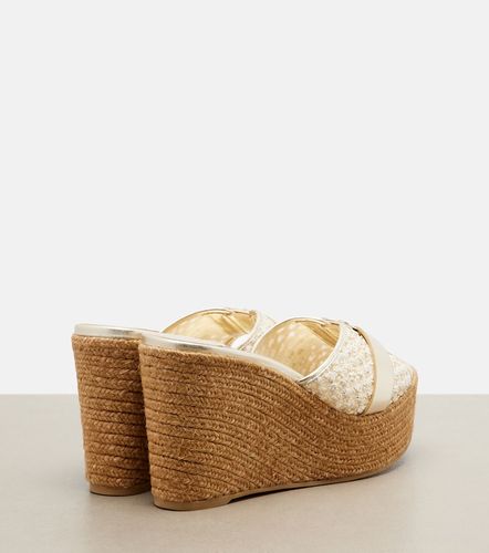 Mules compensées Leda en cuir et raphia - Jimmy Choo - Modalova