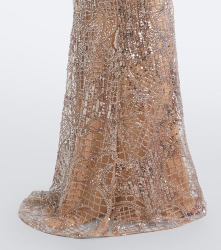 Robe longue en soie mélangée à ornements - Elie Saab - Modalova