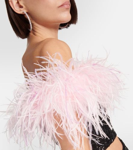 Crop top à paillettes et plumes - Self-Portrait - Modalova