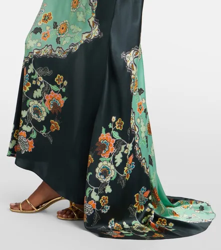 Robe longue en soie à fleurs - Roberto Cavalli - Modalova