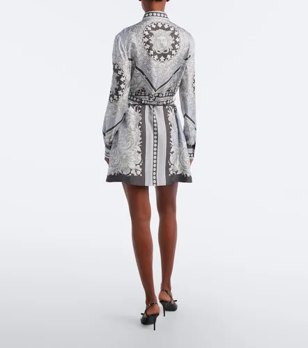 Robe chemise en sergé de soie à imprimé - Versace - Modalova