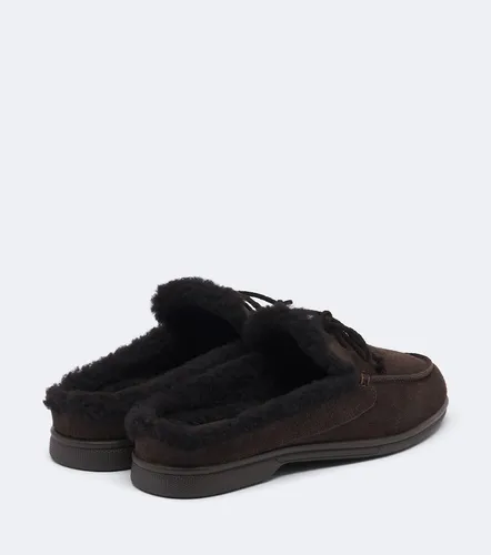Mules en daim et shearling - Yves Salomon - Modalova