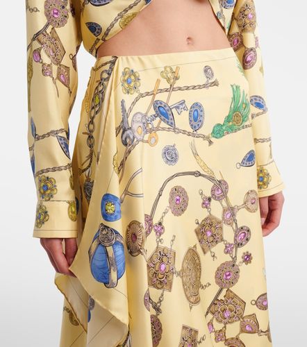 Jupe portefeuille en soie à imprimé - Versace - Modalova