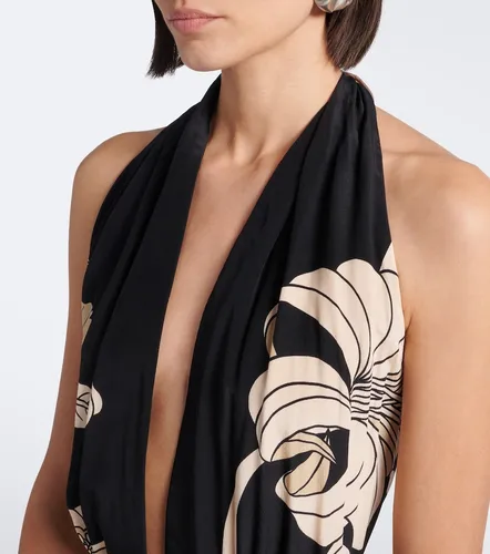 Robe longue en soie à fleurs - Johanna Ortiz - Modalova