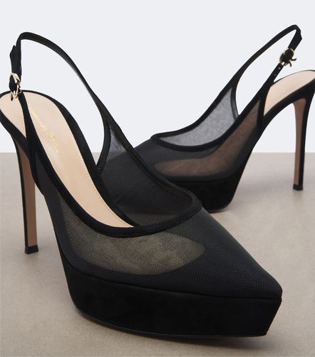 Escarpins slingback à plateau en daim - Gianvito Rossi - Modalova