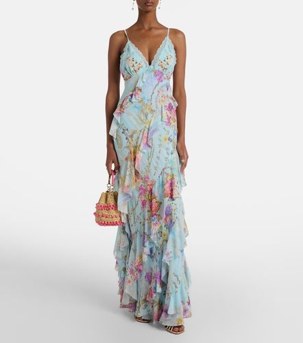 Robe longue en soie à fleurs - Camilla - Modalova