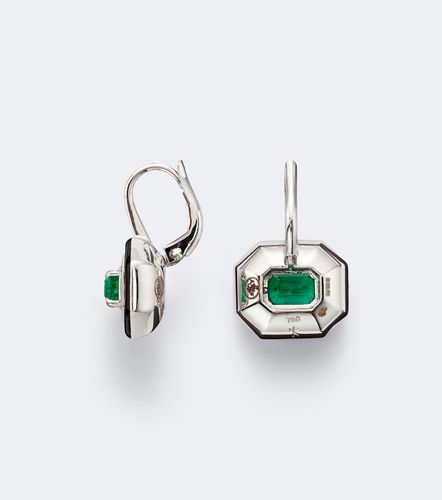 Boucles d’oreilles Oui en or blanc 18ct et émail noir, émeraudes et diamants - Nikos Koulis - Modalova
