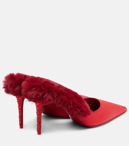 Mules Km Fur 85 en crêpe de satin - Christian Louboutin - Modalova