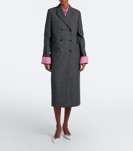 Manteau à carreaux en laine vierge - Prada - Modalova