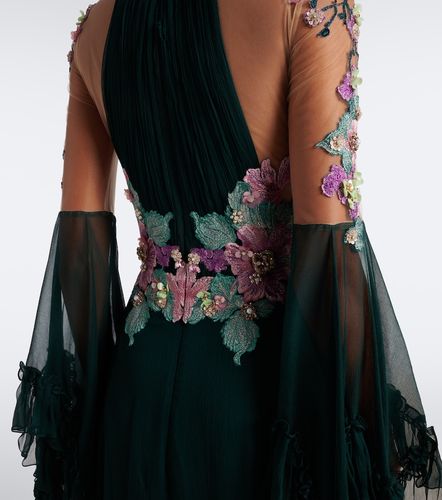 Robe longue en soie à ornements - Costarellos - Modalova