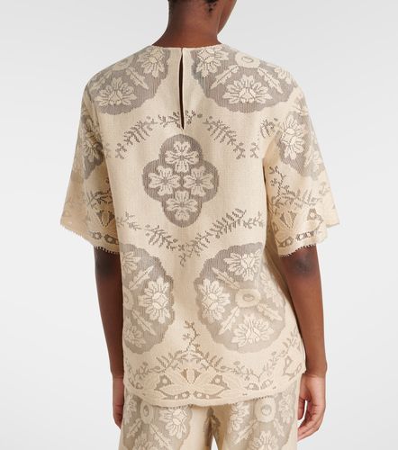Top en coton mélangé à motif floral - Valentino Garavani - Modalova