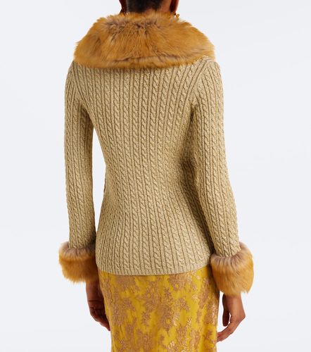 Cardigan à finitions en shearling - Saint Laurent - Modalova