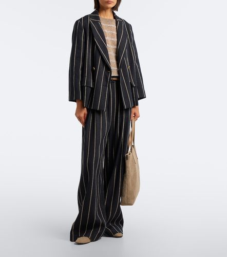 Blazer en coton et lin à rayures - Brunello Cucinelli - Modalova
