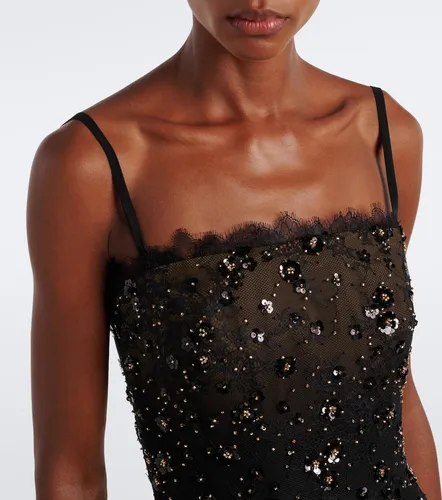 Robe longue en dentelle à sequins - Elie Saab - Modalova