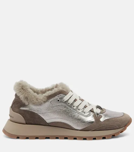 Baskets Monili en cuir et shearling - Brunello Cucinelli - Modalova