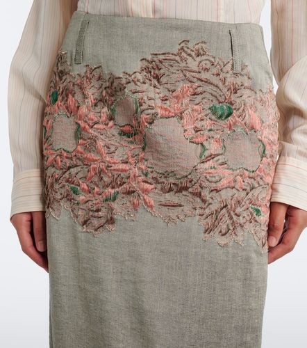 Jupe midi en lin et coton mélangés - Dries Van Noten - Modalova
