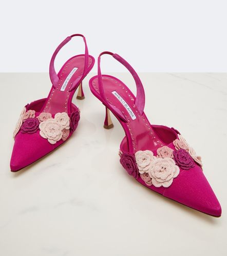 Escarpins slingback Svemuta en soie à appliqués floraux - Manolo Blahnik - Modalova