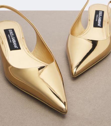 Escarpins slingback en cuir verni métallisé - Dolce&Gabbana - Modalova