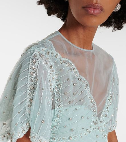 Robe en soie mélangée à ornements - Costarellos - Modalova
