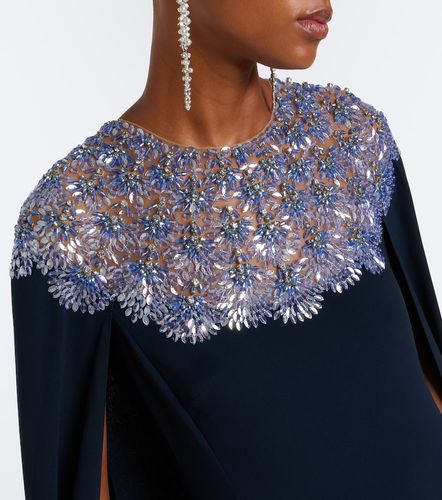 Robe longue en soie mélangée à cape et ornements - Oscar de la Renta - Modalova