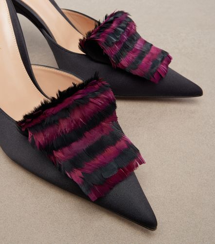 Mules en satin à plumes - Gianvito Rossi - Modalova