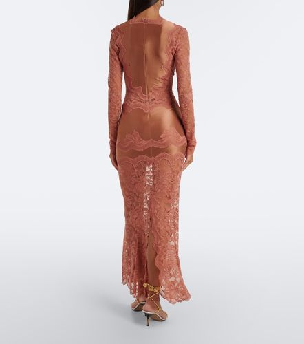 Robe longue en dentelle et satin - Rabanne - Modalova