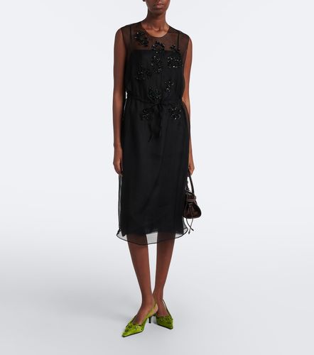 Robe midi en soie à appliqués floraux - Prada - Modalova