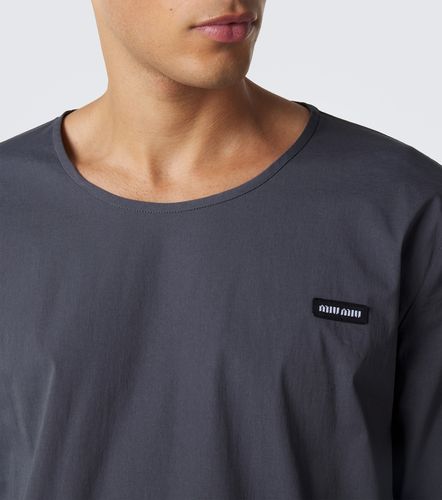 T-shirt en popeline de coton mélangé - Miu Miu - Modalova