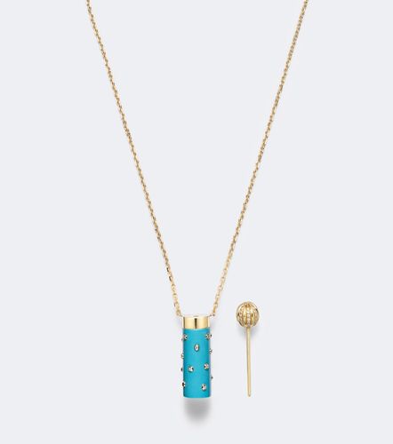 Yvonne Léon Collier Petit Vase Plumetis et Bouchon en or 9 ct, turquoise et diamants - Yvonne Leon - Modalova